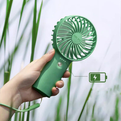 TOLYS Mini Portable Fan,Powerful Handheld Fan,  3-Speed Personal Small Desk Fans with USB Rechargeable Battery Operated Cooling Electric for Office Travel Indoor Outdoor Green