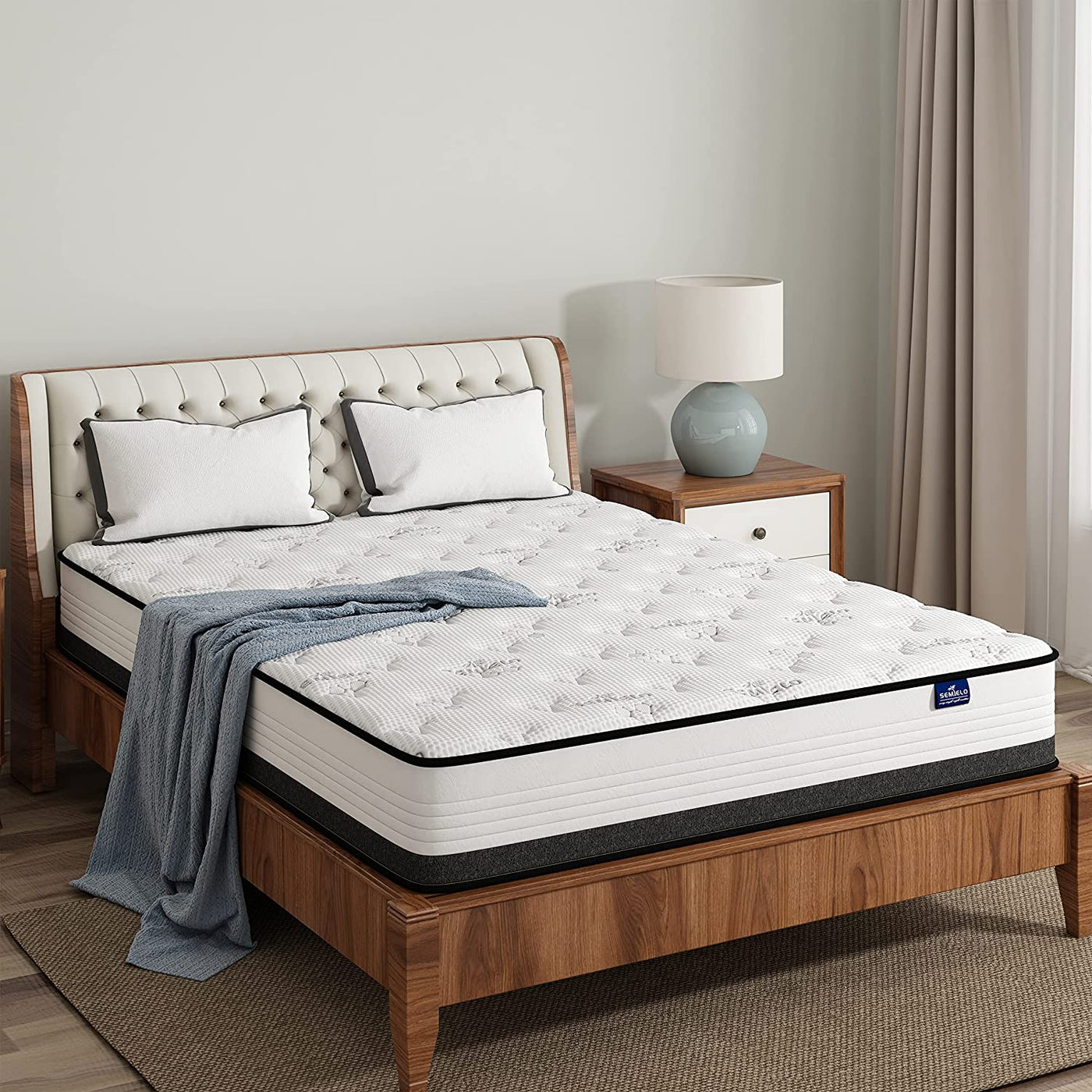 SEMIELO 10 Inch Pressure Relieving & Cool Sleep Medium Firm Hybrid Mattress