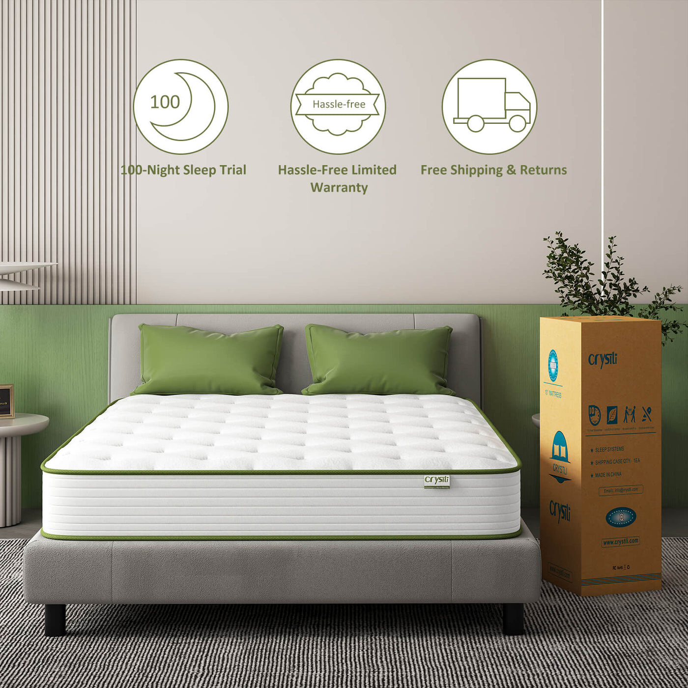 Full Mattress, Crystli 10 Inch Responsive Memory Foam Double Mattress  Hybrid Innerspring Mattress in a Box Sleep Cooler with More Pressure Relief  & Support : : Home